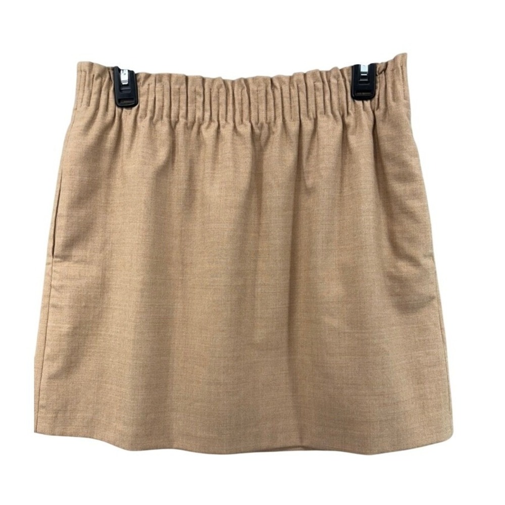 J.Crew Mini Skirt Womens 8 Tan Excellent Wool Blend Elastic Paperbag Waist 95435